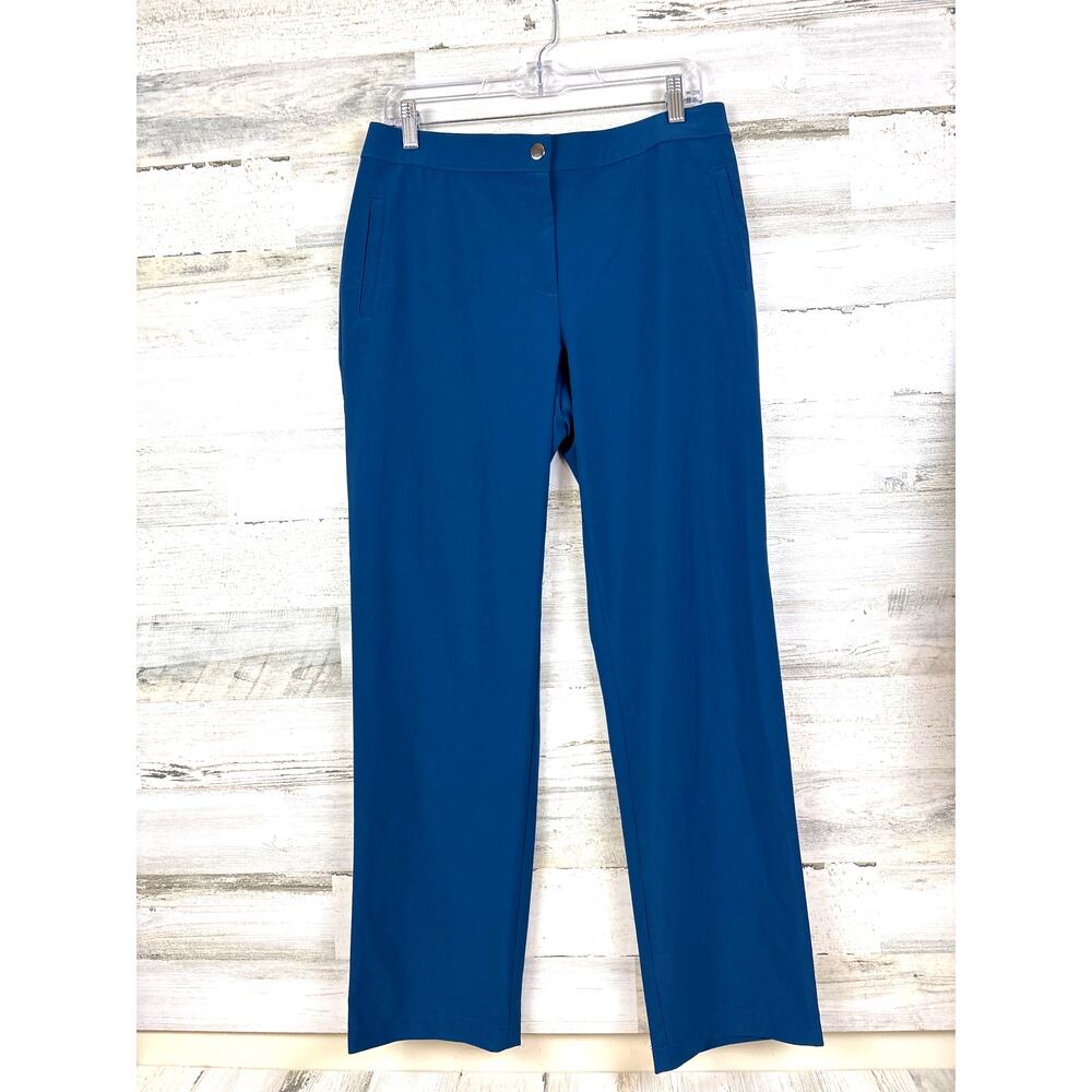 Chicos Weekends Womens 8 Blue Lightweight Straight Casual Ankle Pants NEW